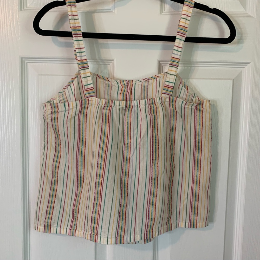 Madewell Button Front Cami Loose Sleeveless Tank Textural Rainbow Stripe, size S - Picture 8 of 9